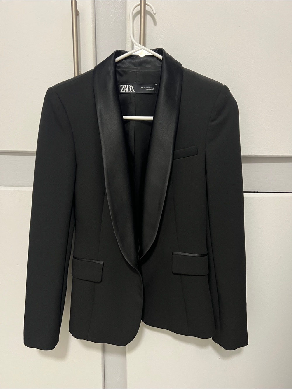 ZARA Black Satin Shawl Collar Blazer